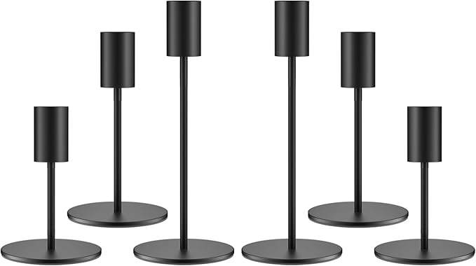 Set of 6 Black Taper Candle Holders Candlestick Holders, Decor Candle Stick Candle Holder for Table or Mantel Centerpiece, Wedding, Dinning, Party Home Decor