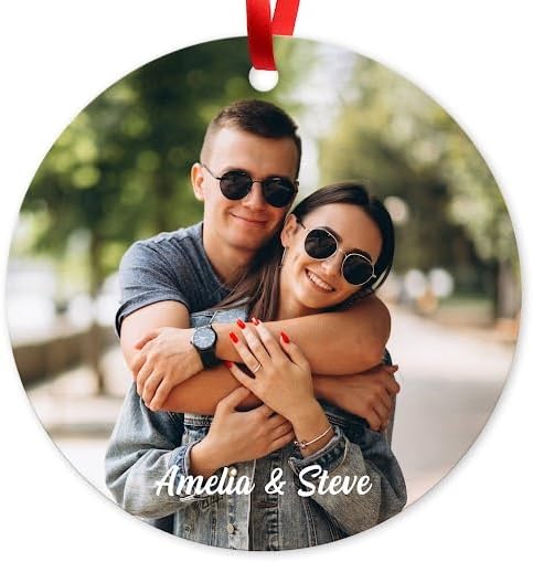 Christmas Ornament 2025, Personalized Christmas Tree Ornaments, Holiday Decor for Xmas Tree Velvet Pouch Included, Round ACM Ornament