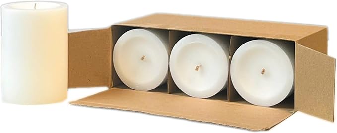CW Studio 3 Pack 2.8x4 Inch White Unscented Pillar Candles-Long 44 Hour Burn, Smokeless & Dripless – Premium Wax with Cotton Wick – Perfect for Weddings, Events, Home, Bathroom, Rustic & Elegant Décor