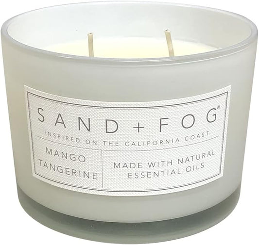 Sand + Fog Scented Candle - Mango Tangerine – Additional Scents and Sizes – 100% Cotton Lead-Free Wick - Luxury Air Freshening Jar Candles - Perfect Home Decor – 12oz