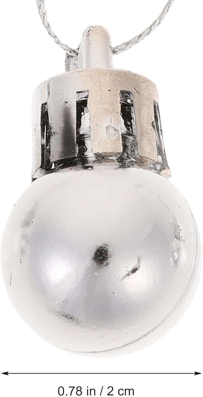 VICASKY 24pcs 0.78" Silver Christmas Mini Balls - Xmas Tree Hanging Ornaments for Holiday Party & Home Decor