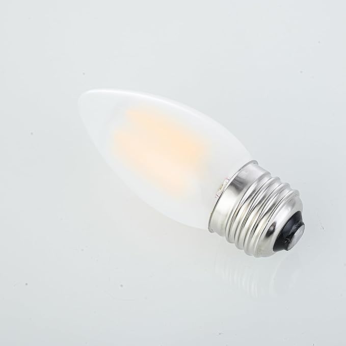 Dimmable 60 Watt Equivalent B11 LED Filament Bulb E26 Candelabra Medium Base 2700K Warm White, Chandelier Decorative Candle Light Bulbs, 6W E26 Frosted Glass LED Edison Bulbs, Pack of 6