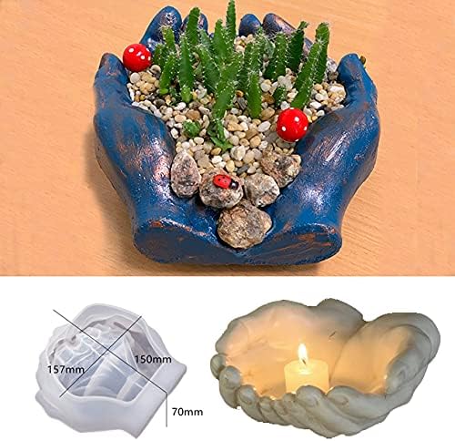 Hand Shaped Flower Pot Cement Silicone Mold, Concrete Clay Succulent Planter Mold Dish Resin Jewelry Storage Mould Epoxy Casting Mould