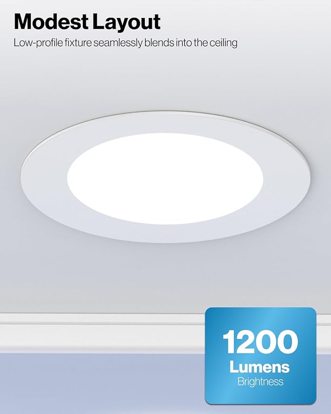 Sunco 8 Pack 5CCT LED Recessed Lighting 6 Inch, 1200 LM High Brightness, Ultra Thin Flat Can Lights, 2700K/3000K/4000K/5000K/6000K Selectable, Dimmable, 15W, Retrofit Installation - UL Listed.