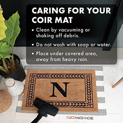 COCO MATS 'N MORE Personalized Door Mat with Monogram for Outdoor Indoor - Non-Slip Coco Coir Front Doormat with Vinyl Backing, Wedding, Housewarming New Home (Leafy Vine, 14" x 22")