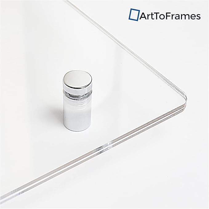 ArtToFrames Floating Acrylic Frame for Pictures Up To 10x10 inches (Full Frame is 14x14) with 13x19mm Polished Chrome Acrylic Standoff Hardware, Acrylic-109-10x10-69 Made in The USA