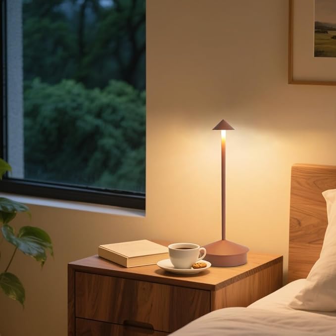 EJQ Cordless Table Lamp,Bedside Table Lamp for Bedroom,6000mAh Battery Operated Portable LED Desk Lamp,3 Way Dimmable Touch Lamp Rechargeable USB Charging Ports for Restaurant/Patio/Outdoor(Brown)