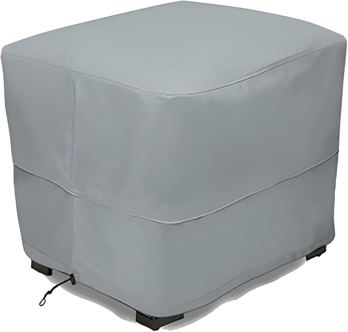 Eevelle Patio Square Ottoman Cover with Marine Grade Fabric - Waterproof Outdoor Ottoman Cover - Furniture Set Covers for Ottoman - Easy to Install - ( 25.5"H x 42"L x 42"W, Silver)