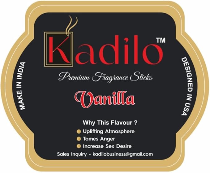 Kadilo Square Incense Sticks, 100 Count Pack with Natural Essential Oils, 1 Hour Burning Time, Hand Dipped, Free Wooden Burner (Vanilla)