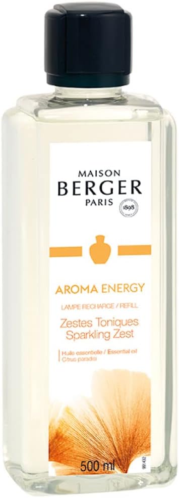 MAISON BERGER Sparkling Zest Lampe Berger Refill, 500 ml (16.9 fl oz), Odor-Neutralizing Home Fragrance Oil Lamps, Lemon, Orange, Grapefruit, Rose, Pineapple, Musk, Made in France