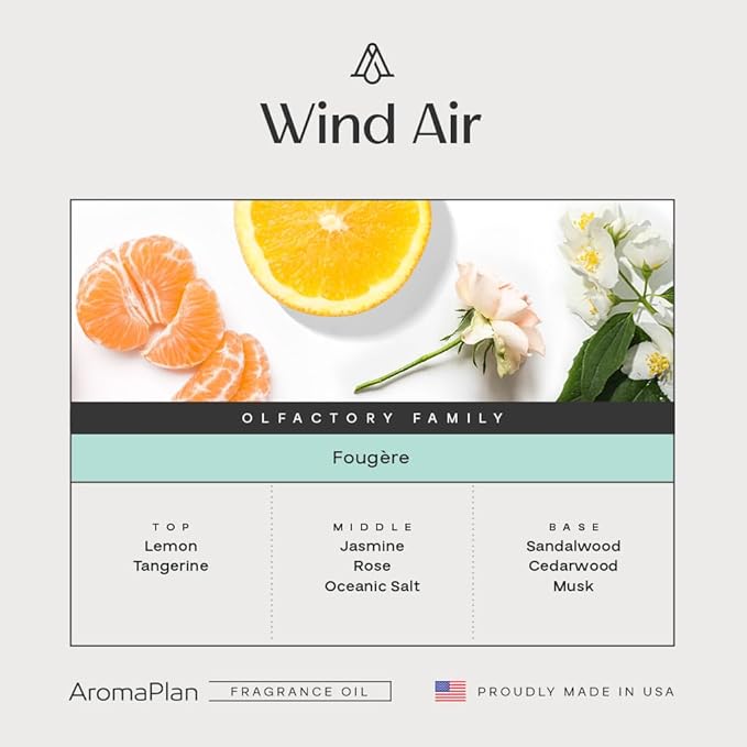 AromaPlan Hotel Scents Wind Air 5 Fl Oz (148ml), Home Luxury Aroma & Hotel Fragrance Diffuser Oil- Hotel Diffuser Oil for Aromatherapy- USA Made, Bigger Bottle, Bolder Aroma & Longer Lasting