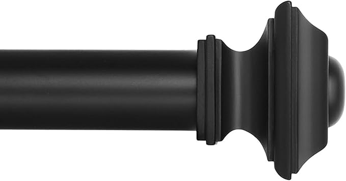 Ivilon Drapery Treatment Window Curtain Rod - Square Design 1 1/8 Rod. 72 to 144 Inch. Black