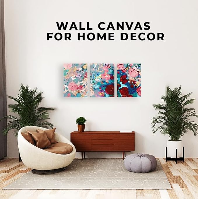 DreamController Abstract Splash Wall Canvas Posters Wall Art Decor(12"X16" Set Of 3) I Framed Canvas Paintings For Bedroom, Livingroom, & Office | Made In Usa | Fast Delivery | Hd Print