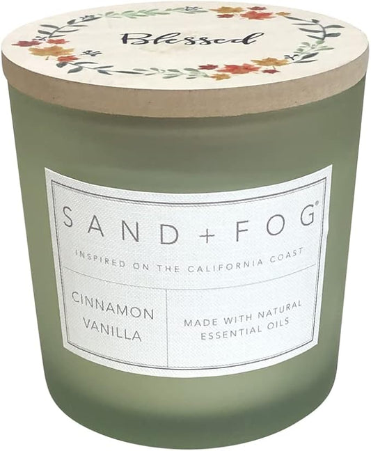 Sand + Fog Scented Candles - Cinnamon Vanilla - Additional Scents and Sizes - 3 Wicks 100% Cotton Lead-Free - Luxury Air Freshening Jar Candles - Perfect Home Decor - 21 oz