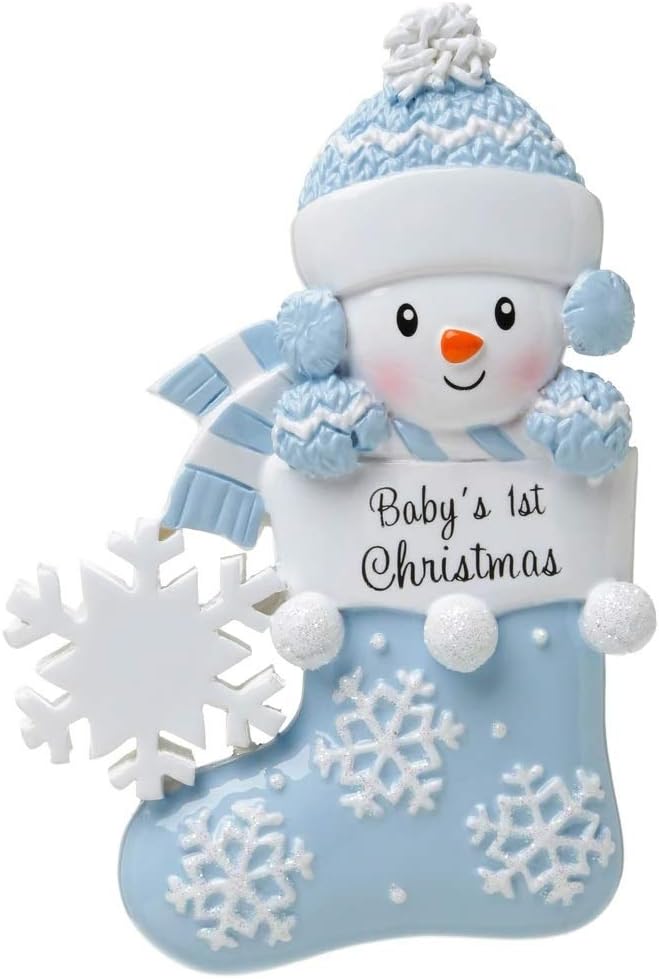 2025 Baby’s First Christmas Ornament – Baby Boy in Stocking Personalized Holiday Keepsake – Custom My 1st Christmas Ornament for Baby & Grandbaby – Engraved Gift for Newborn’s 1st Xmas