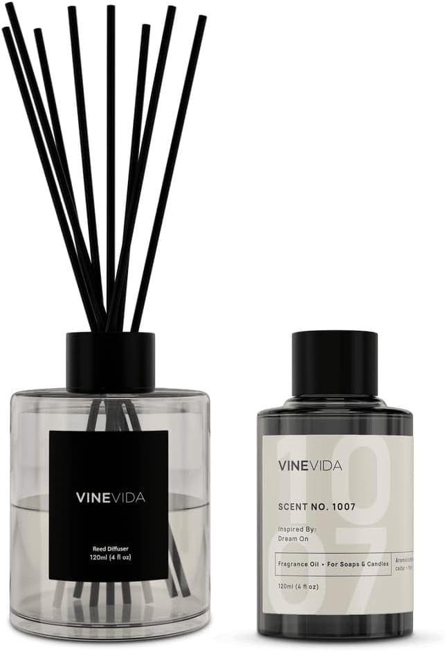 VINEVIDA Reed Diffuser for Home & Bathroom | Long-Lasting Scent Sticks Set | Oil Stick Diffuser | Bathroom Scent - Room Fragrance No. 1007 - Inspired by: Dream On & Westin Hotels