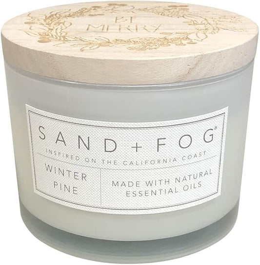 Sand + Fog Scented Candle - Winter Pine – Additional Scents and Sizes – 100% Cotton Lead-Free Wick - Luxury Air Freshening Jar Candles - Perfect Home Decor – 12oz - Holiday Scents