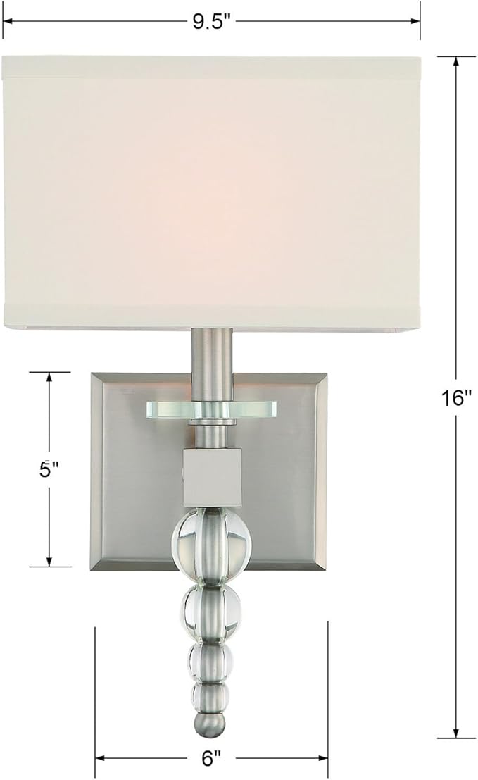 Crystorama Clover 1 Light Brushed Nickel Sconce