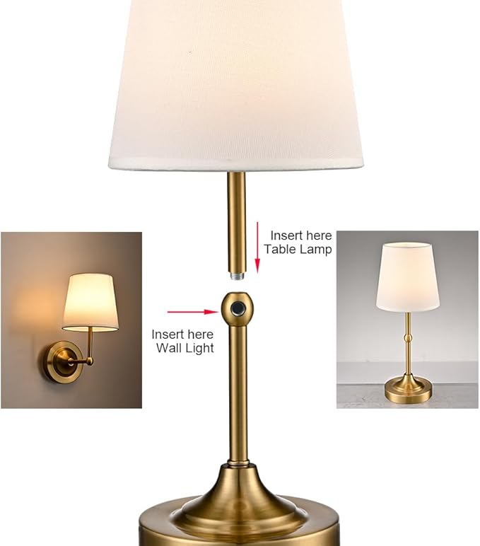 Cordless Table Lamp Rechargeable Lamp, 2 in 1 Battery Operated Portable Desk Lamp,Gold Small Table Lamp with Dimmable Magnetic LED Bulb,Wireless Light for Bedroom LivingRoom Office Bedside Night Lamp