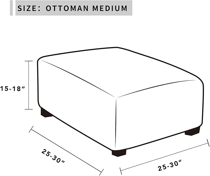 Easy-Going Stretch Square Ottoman Cover Folding Storage Stool Furniture Protector Soft Slipcover with Elastic Bottom (30x30x15inch, Tan)