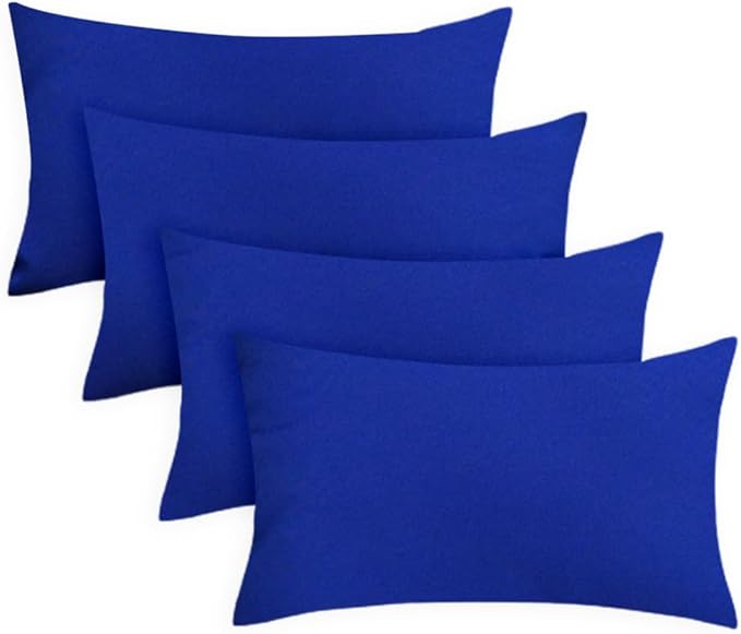 Covers & All Premium Rectangle ThrowPillow Inserts with Covers Set of 4, 14 x 22 Inches Blue, Decorative Cushions for Couch Sofa Home Decor Office Travel UV Resistant Waterproof Soft Cushions Pillows