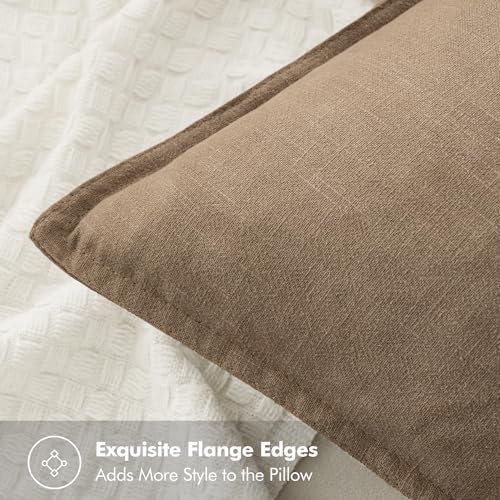 MIULEE Neutral Navy Linen Pillow Covers Pack of 4 Christmas Decorative Natural Throw Pillow Covers Soft Accent Boho Farmhouse Couch Pillowcases Coastal Home Decor for Living Room Bed Sofa 24x24 Inch