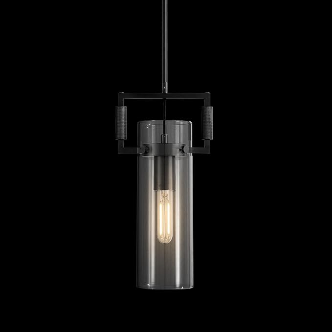 Black Pendant Lights Kitchen Island, Modern Glass Pendant Light,12Inch Kitchen Pendant Lighting Over Island,Farmhouse Island Lights for Kitchen,Bathroom,Bedroom