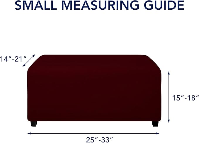 PureFit Super Stretch Soft Form Fit Ottoman Cover Rectangle - Ottoman Slipcovers for Foot Stool & Folding Storage Furniture for Living Room with Nonslip Elastic Bottom (Small, Wine)