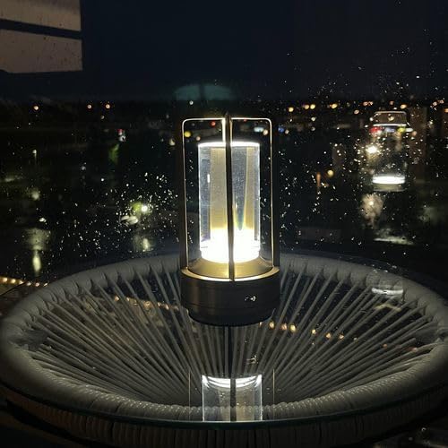 Klarako Crystal Lantern Lamp – Modern Cordless Rechargeable Bedside & Outdoor Light, Portable Wireless Lamp – Dimmable Touch Control – Luxury Living Room & Hotel-Style Lighting (Black, 10-Pack)