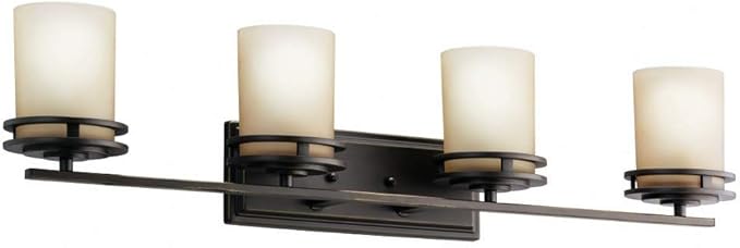 Kichler Hendrik 33.75" 4 Light Vanity with Light Umber Etched Glass Olde Bronze®