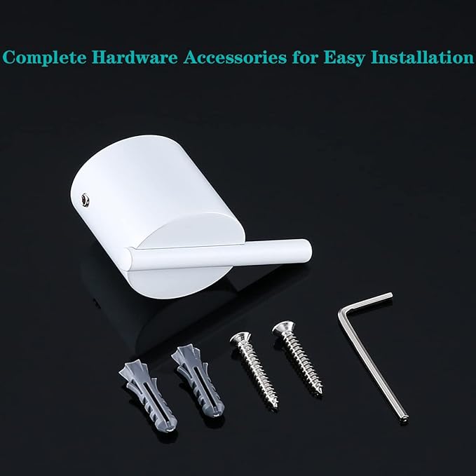 RANDOM Towel Hooks White Wall Hooks Individual Coat Hooks Stainless Steel Hand Towel Holder Modern Metal Robe Hook for Bathroom Kitchen Wall Mounted 2 Pack