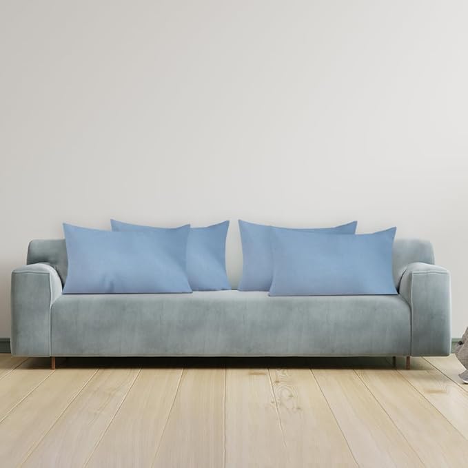 Covers & All Premium Square Throw Pillow Inserts with Covers Set of 4, 20 x 26 Inches Sky Blue, Decorative Cushions for Couch Sofa Home Decor Office Travel UV Resistant Waterproof Soft Cushions