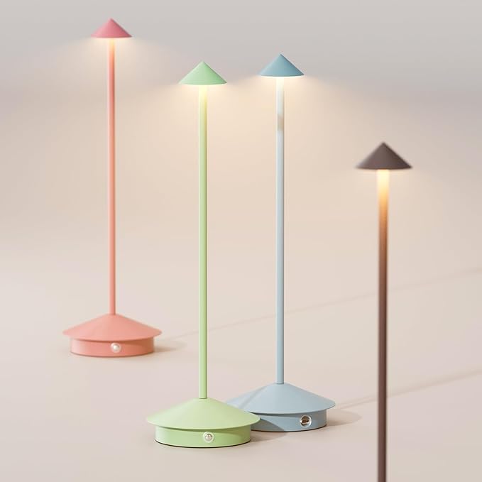 2-Pack 6000mAh Rechargeable Led Table Lamp Cordless,3000K-6000K Stepless Dimming Touch Lamps with Memory Function,IP54 Waterproof Aluminum Table Light for Outdoor/Bars/Restaurant/Patio(Blue)