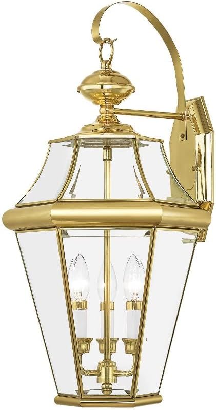 Livex Lighting 2361-04 Outdoor Wall Lantern with Clear Beveled Glass Shades, Black