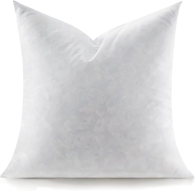 Feather Throw Pillow Insert, Soft Fluffy Square 18 x 18 Inches Decorative Pillow Insert, Feather and Down Euro Pillows for Bed, Couch and Cushion