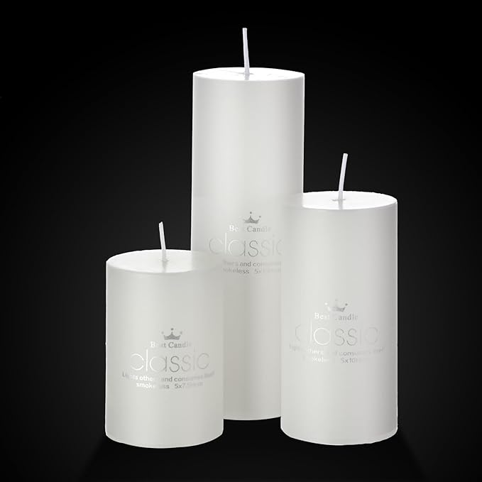 Shihanee 120 Pcs Pillar Candles and Glass Cylinder Vases Clear Cylinder Holders for Slim Pillar Candles Table Decoration (White)