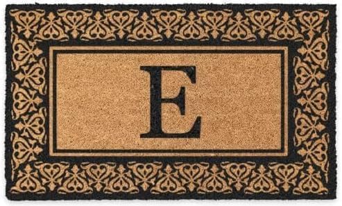 COCO MATS 'N MORE Black Blooming Hearts Bordered Monogrammed Coco Doormat 18" x 30" with Vinyl Backing | Personalized Monogram Outdoor Mat | Wedding Gifts | Minimal Shedding