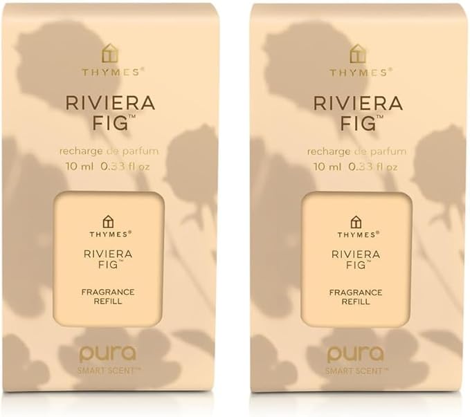 Thymes Pura Diffuser Refills – Bundle of 2 Pura Refills – for Use in Scent Diffusers for Home – Home Fragrance Products – Scented with Blood Orange, Peach & Fig (Riviera Fig, Pack of 2)