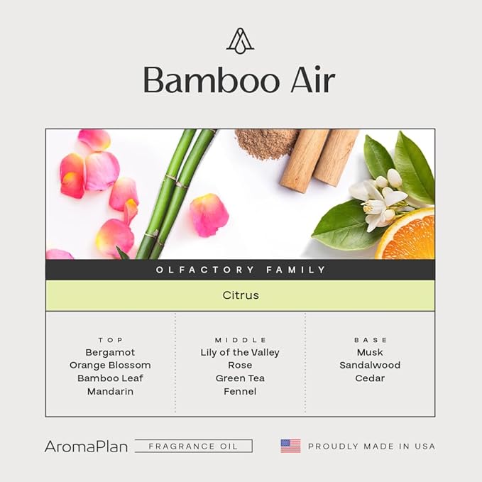AromaPlan Hotel Scents Bamboo Air 5 Fl Oz (148ml), Home Luxury Aroma & Hotel Fragrance Diffuser Oil- Hotel Diffuser Oil for Aromatherapy- USA Made, Bigger Bottle, Bolder Aroma & Longer Lasting