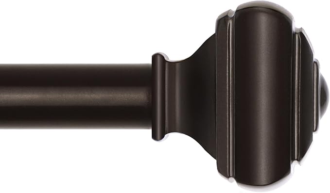 Bronze Curtain Poles for Windows 66 to 120 Inch(5.5 to 10ft), USFOOK 7/8 Inch Decorative Single Curtain Rod Set, Long Heavy Duty Drapery Rods 32 to 120, Square Finials