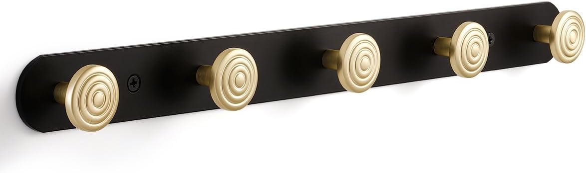 1 Pack Coat Rack Wall Mounted Gold Black Towel Hooks for Bathrooms Wall Hooks for Hanging Coat Robe Hooks Kitchen Decorative Heavy Duty Zinc Alloy