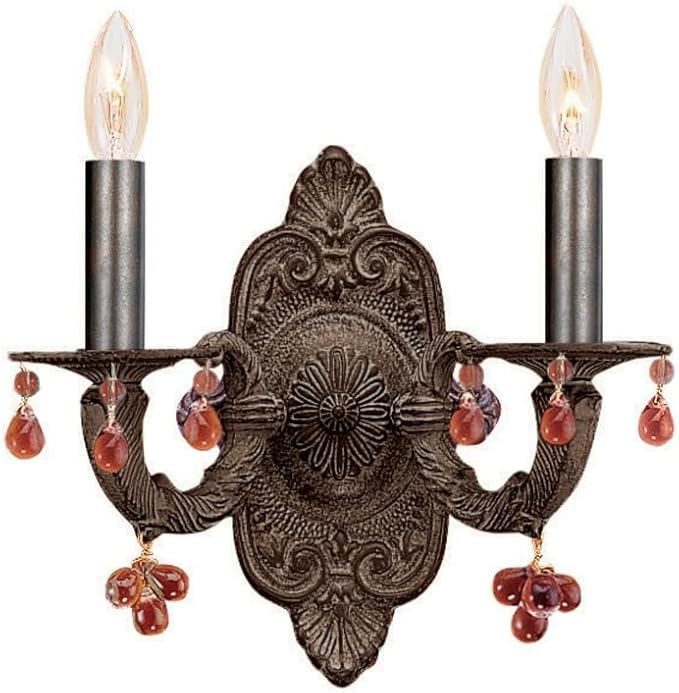 Paris Market 2 Light Amber Crystal Venetian Bronze Sconce