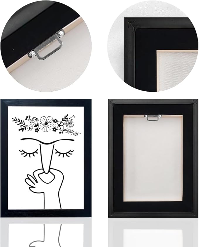 Framed Bathroom Decor Wall Art Funny Bathroom Picture Paintings Humorous Guest Toilet Art Decor Modern Minimalistic Black and White Canvas Print Artwork
