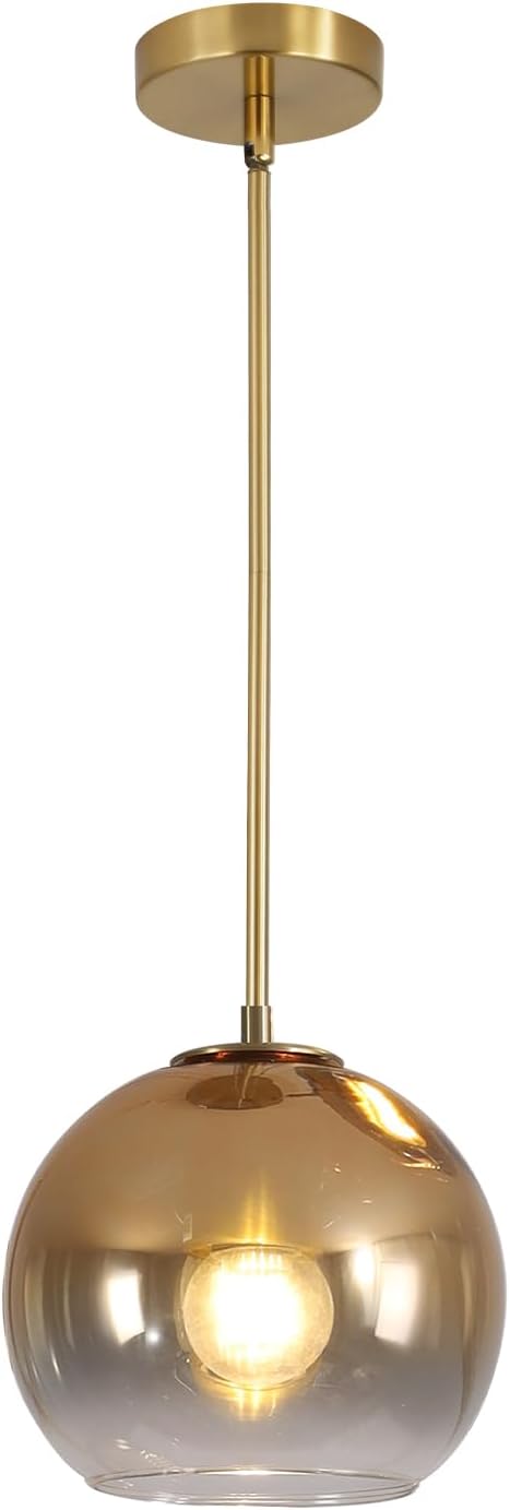 KCO Lighting Globe Pendant Lights Gradient Gold Glass Pendant Light Modern Kitchen Island Lighting Vintage Hanging Light Fixture Mid Century Hanging Lamp