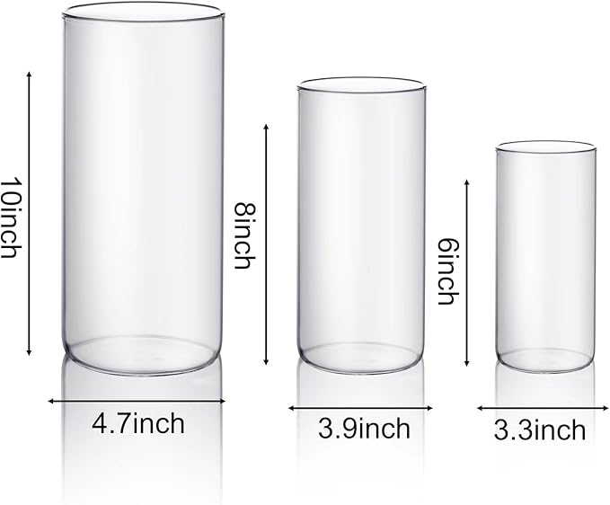 PHOSPHOR Hurricane Candle HoldersFor Pillar Candle Clear Glass Cylinder Centerpieces Vases Table Decoration Centerpiece Floral Room Decor Clear Seeded Bubbles Living Dining Kitchen 6 Pieces