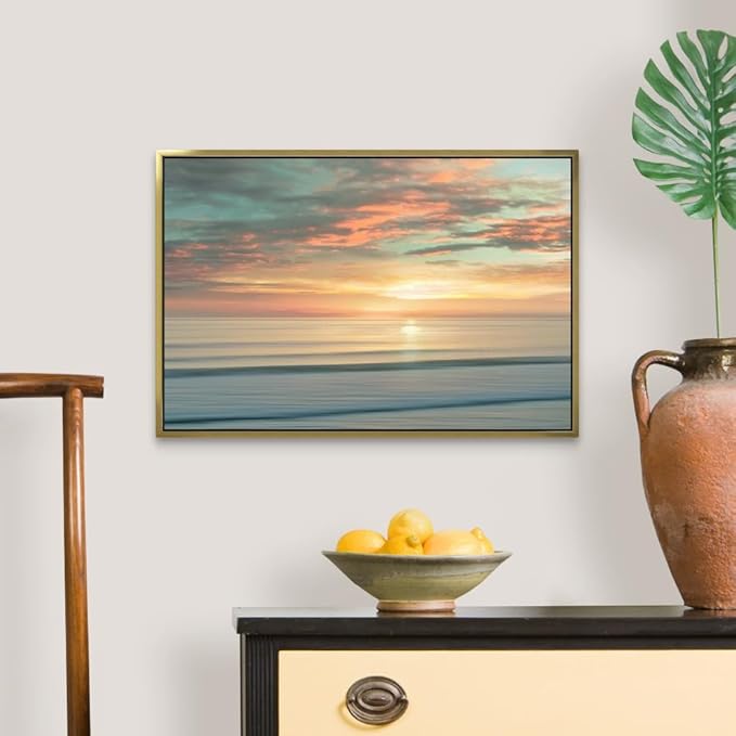 CANVAS ON DEMAND Beach Sunrise Canvas Wall Art Print by Alex Hanson, Contemporary, Home Decor, Ocean Artwork,24" x16in