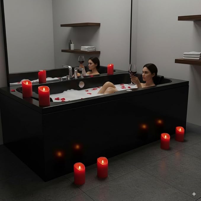 VENTA Flickering Flameless Candles with Remote Control - Battery Operated Candle for Decoration Table, Timer & Dimmer Features, Set - 3Pcs (4",5",6") (Red)