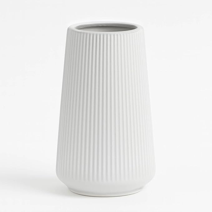 Matte White Ceramic Vase – Frosted Elegant Flower Vase for Pampas Grass, Dried or Fresh Flowers, Modern Minimalist Farmhouse Home Decor for Living Room, Dining Table, Wedding Centerpiece
