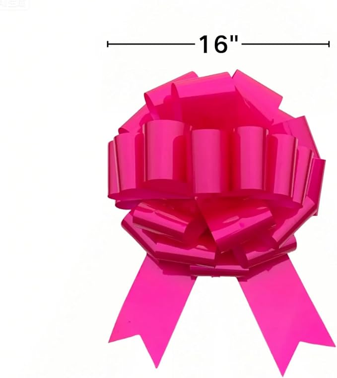 Big Pink Christmas Bow(16 Inch, 1 Pack), Giant Car Bow, Large Gift Bow for Gift Wrapping, Huge Bow for Tree Topper, Birthday, Party, Christmas Decoration, Indoor and Outdoor Decoration.