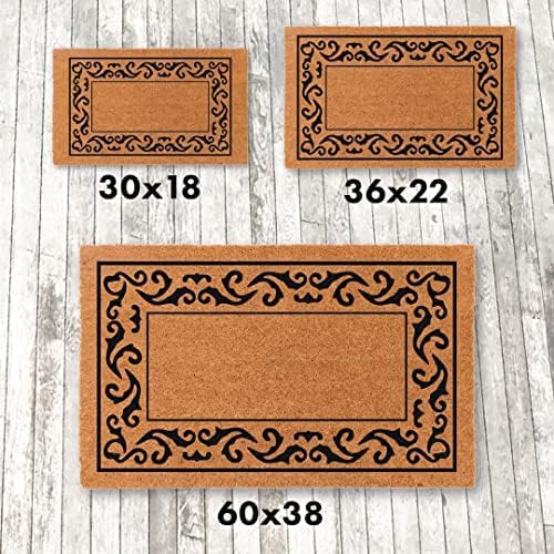COCO MATS 'N MORE Personalized Door Mat with Monogram for Outdoor Indoor - Non-Slip Coco Coir Front Doormat with Vinyl Backing, Wedding, Housewarming New Home (Rolling Scroll, 14" x 22")